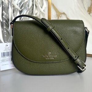 NWT Kate Spade Leila Mini Flap Enchanted Green Leather Crossbody Bag WLR00396